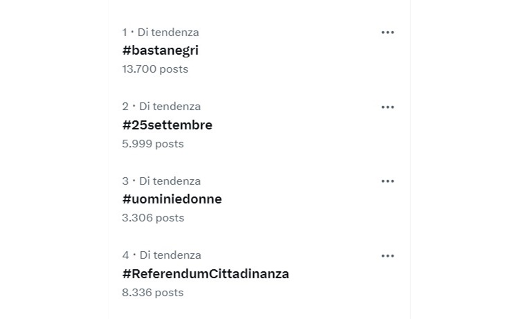 Il vergognoso hashtag in tendenza su X (ex Twitter) il 25 settembre 2024